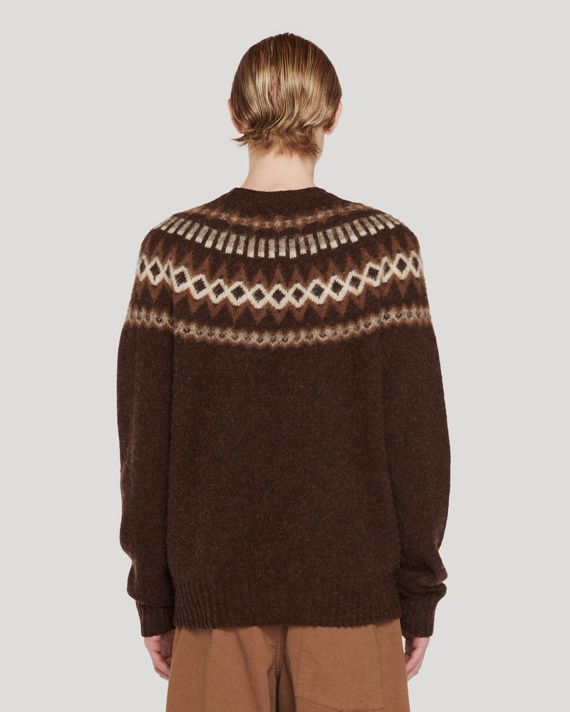 Suedehead Fairisle Knit Jumper — BROWN MULTI