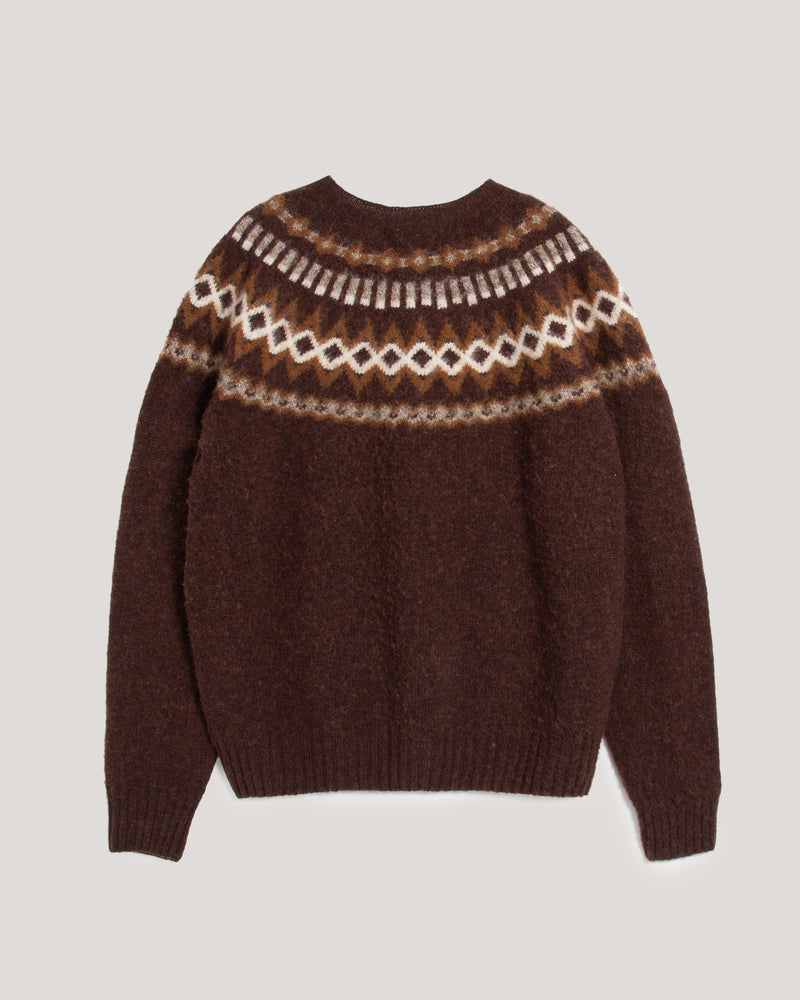 Suedehead Fairisle Knit Jumper — BROWN MULTI