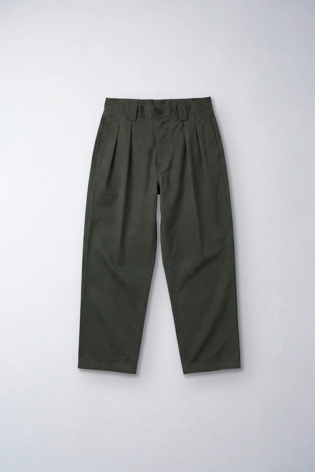 Marin Pleated Cotton Trousers — KAKI