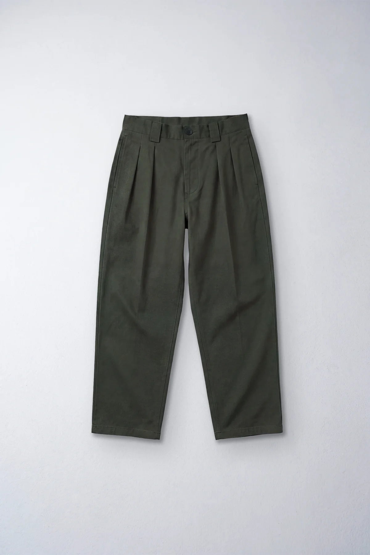 Marin Pleated Cotton Trousers — KAKI