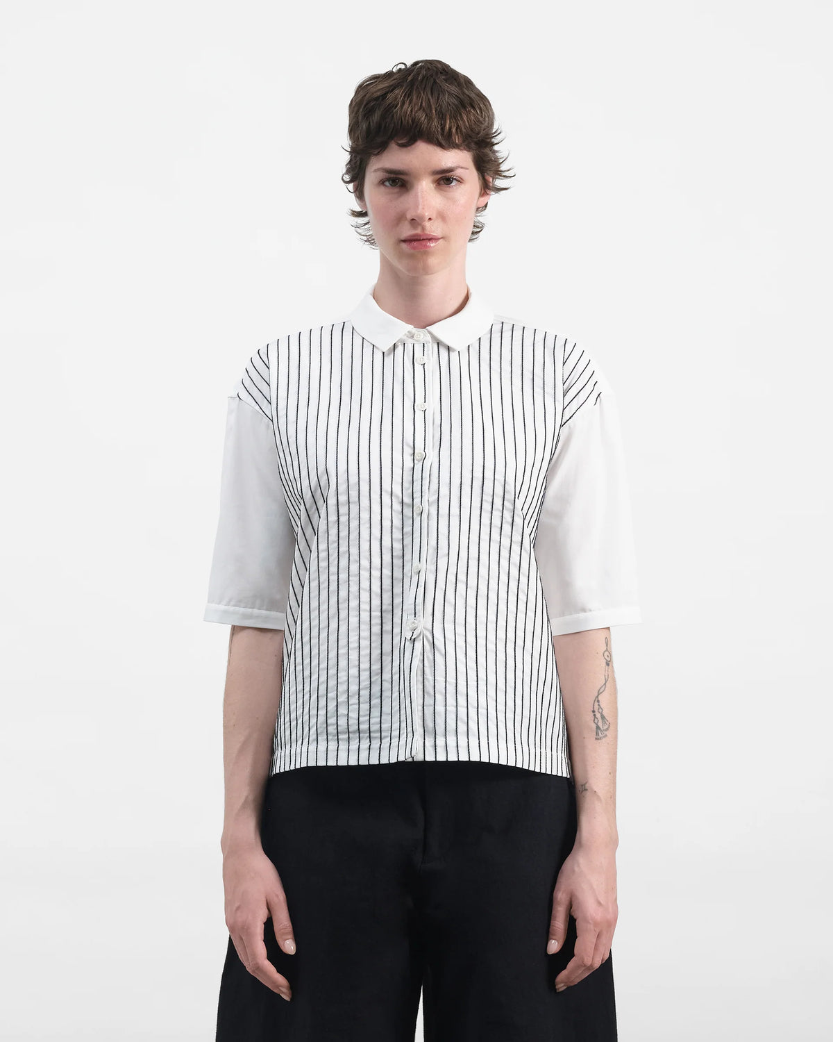 Marianne SS Shirt — WHITE / BLACK