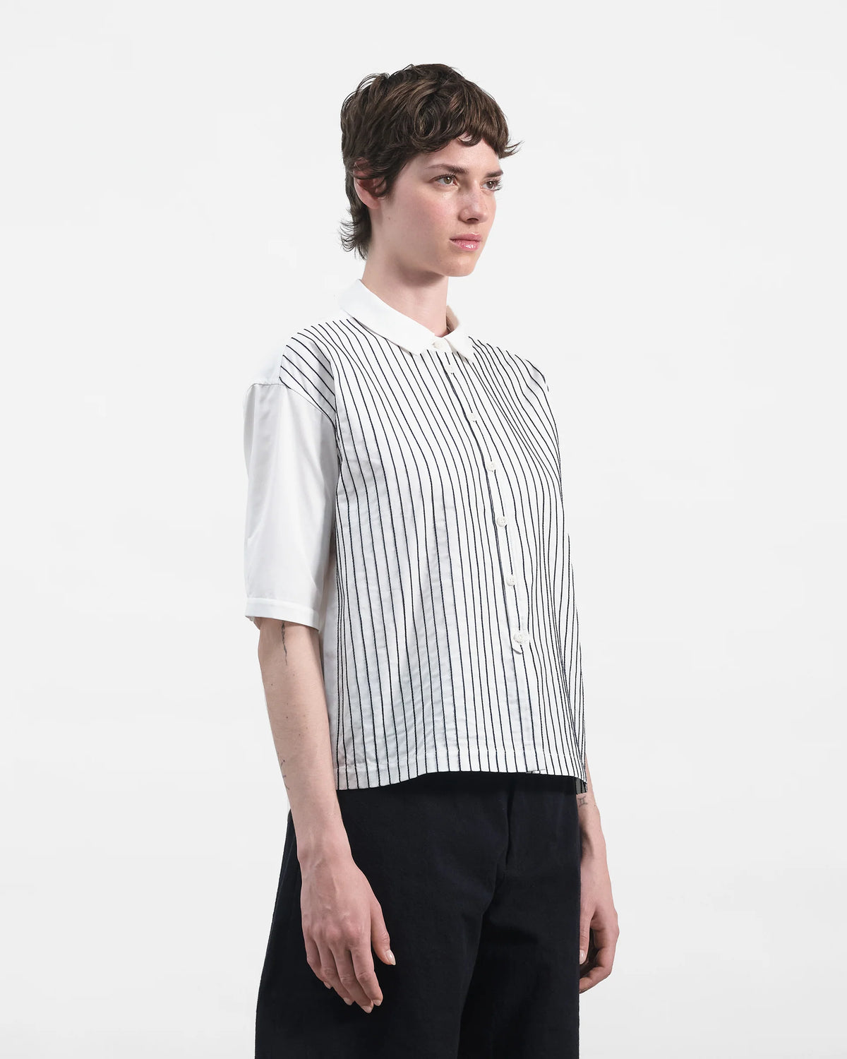 Marianne SS Shirt — WHITE / BLACK