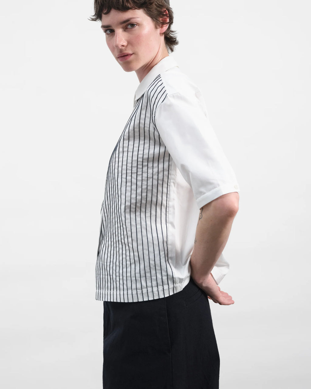Marianne SS Shirt — WHITE / BLACK