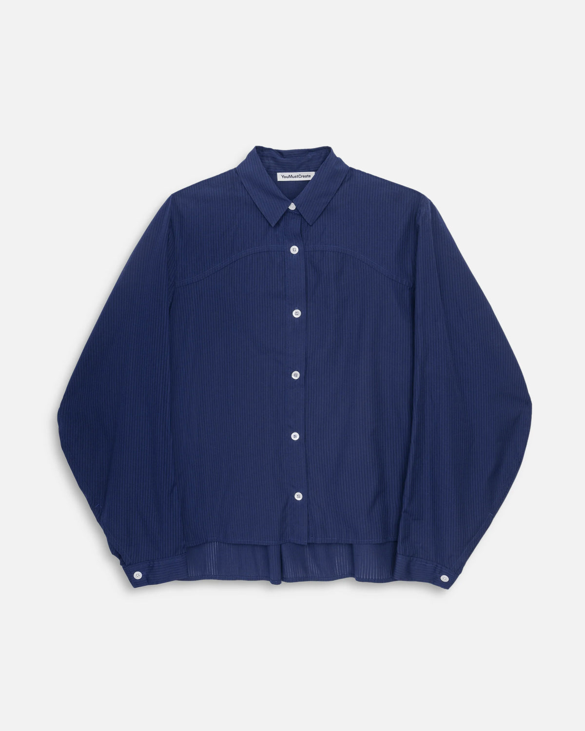 Kengo Sheer Stripe LS Shirt — NAVY