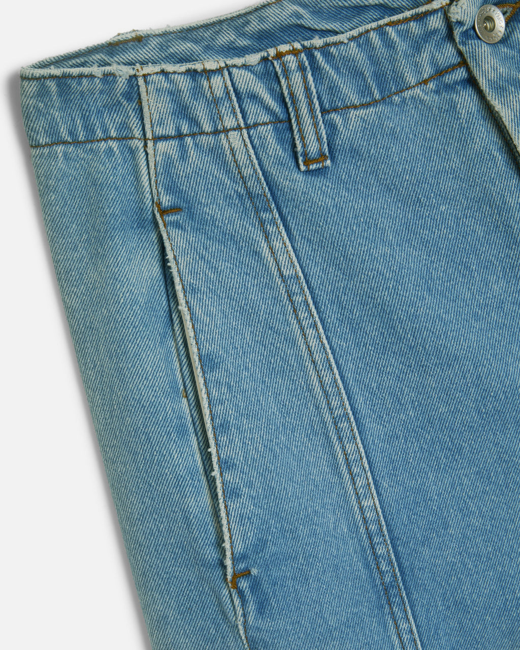 Displaced Seam Unisex Jeans — BLUE