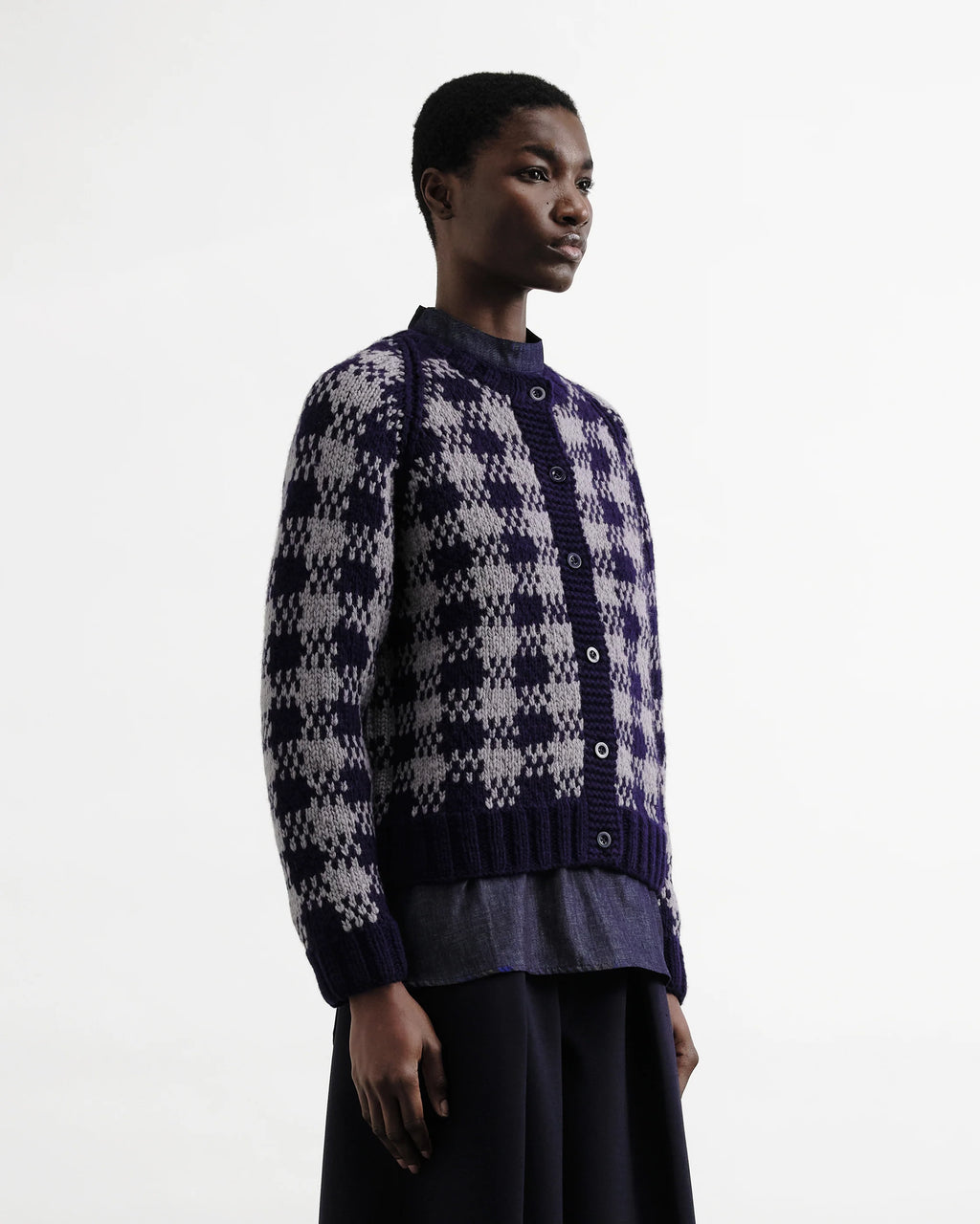Atomic Cardigan — NAVY / GREY