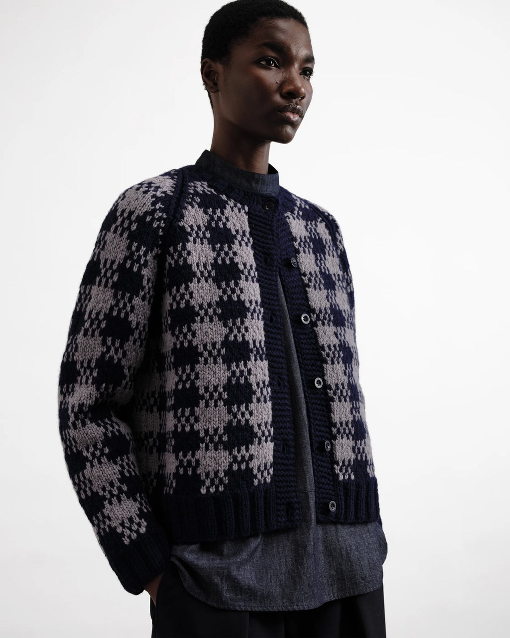 Atomic Cardigan — NAVY / GREY