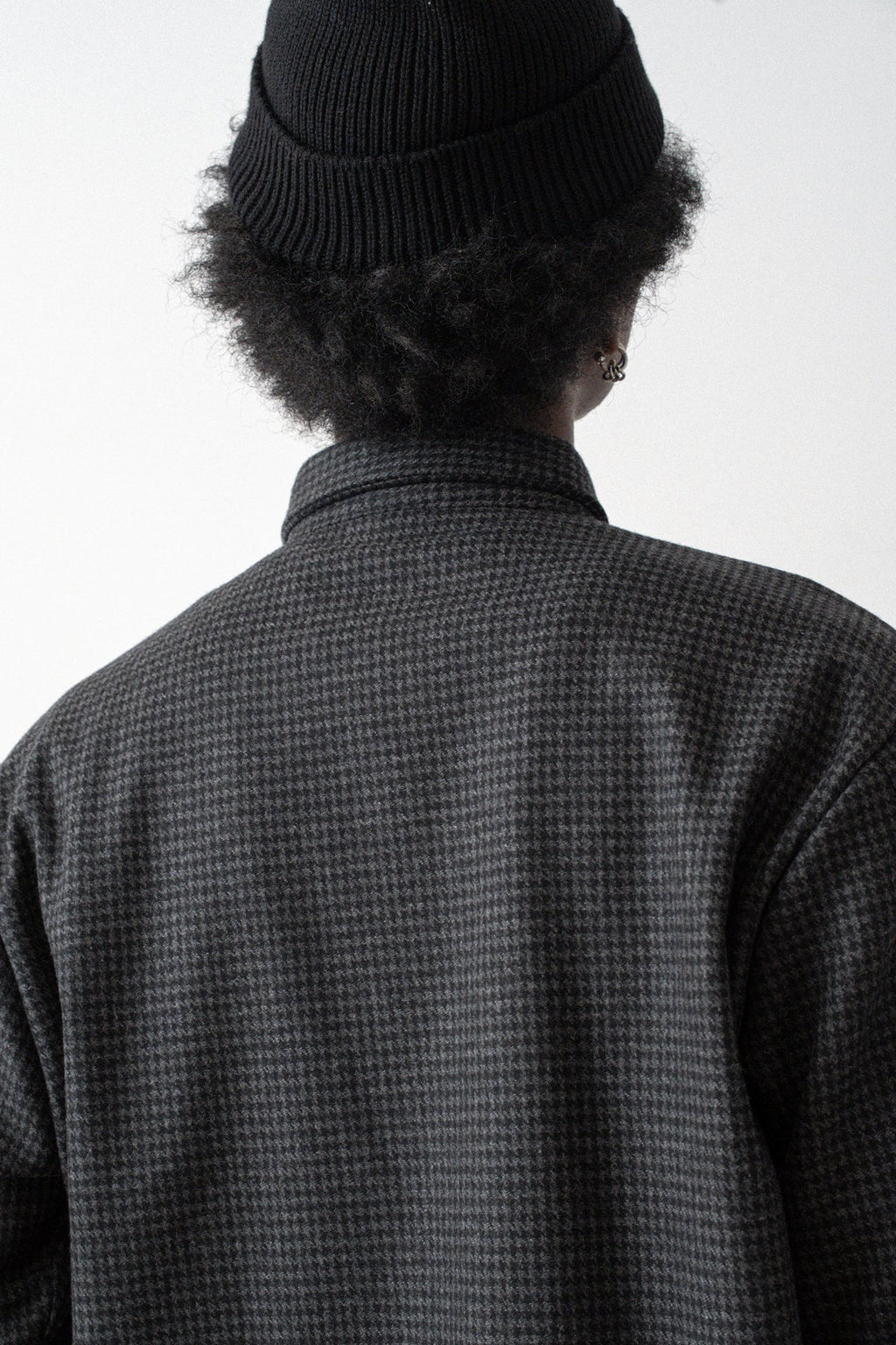 Épure Plaid Wool Overshirt — GRIS NOIR