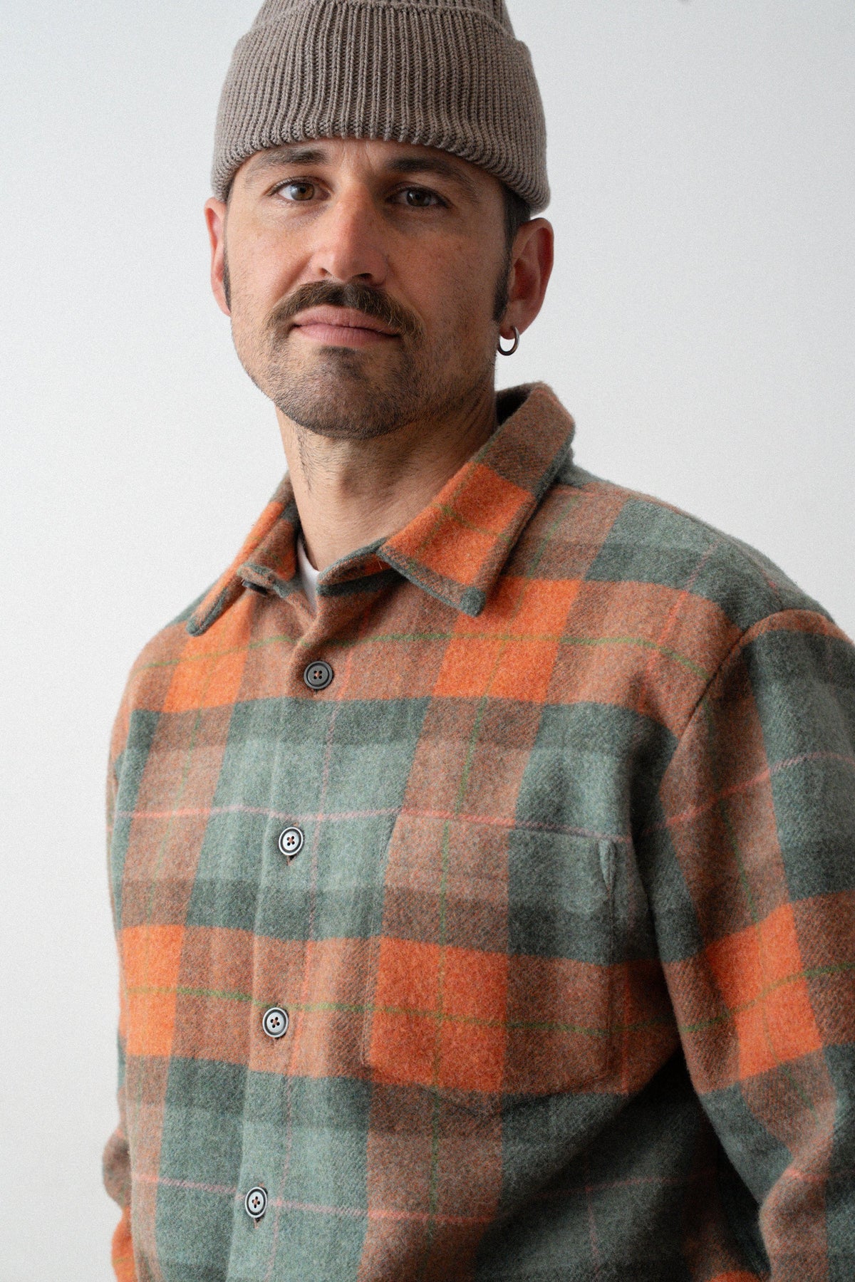 Épure Plaid Wool Overshirt — TARTAN VERTORANGE