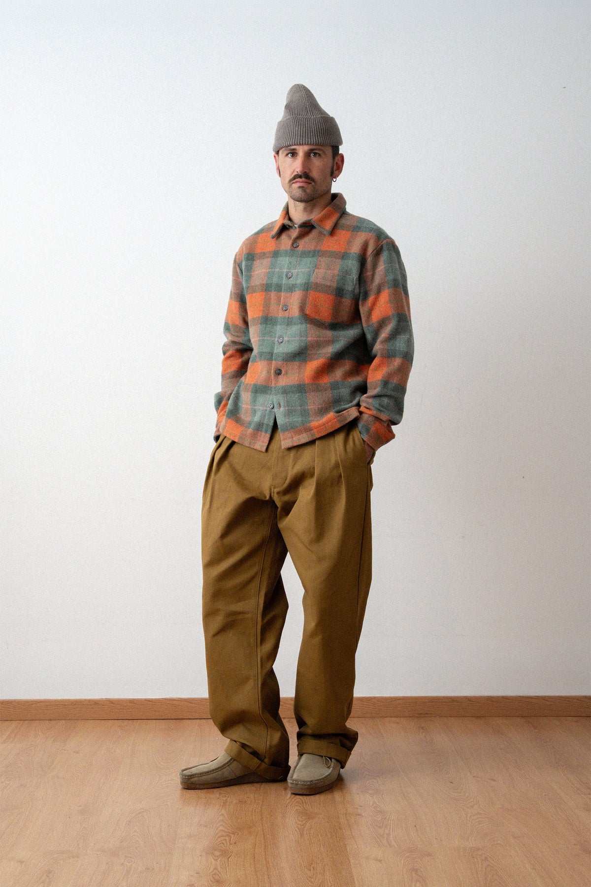 Épure Plaid Wool Overshirt — TARTAN VERTORANGE
