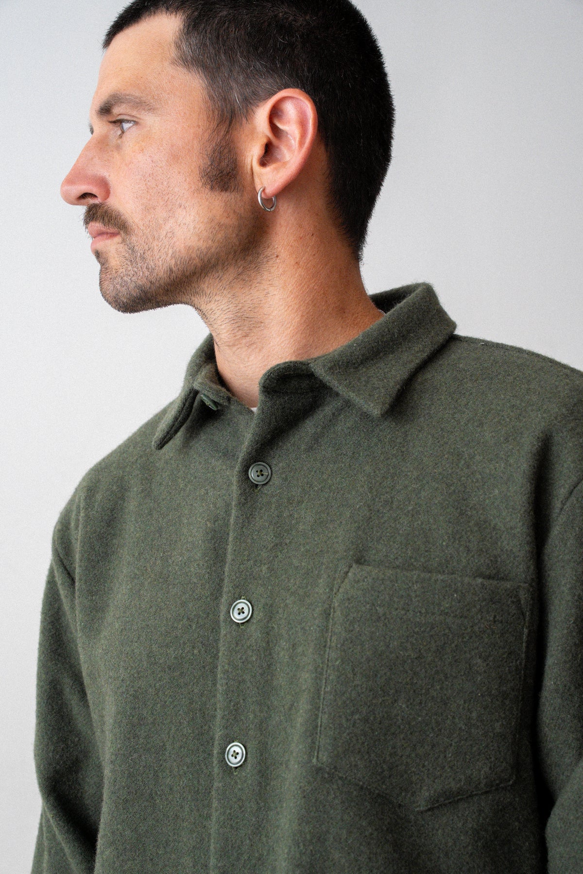Épure Plaid Wool Overshirt — KAKI