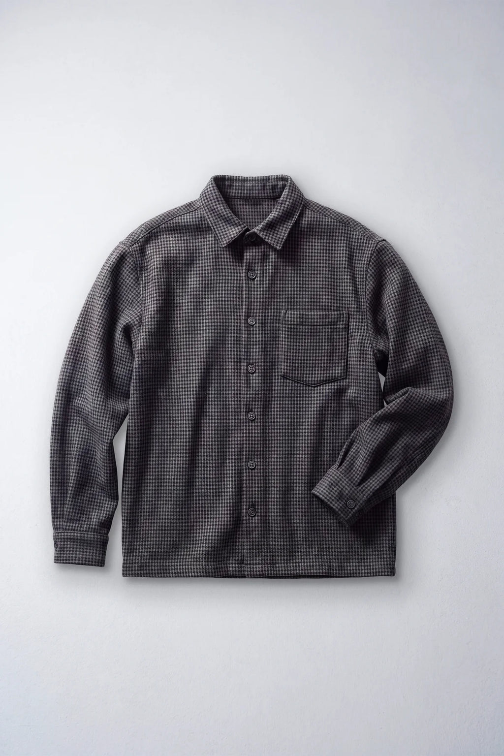 Épure Plaid Wool Overshirt — GRIS NOIR