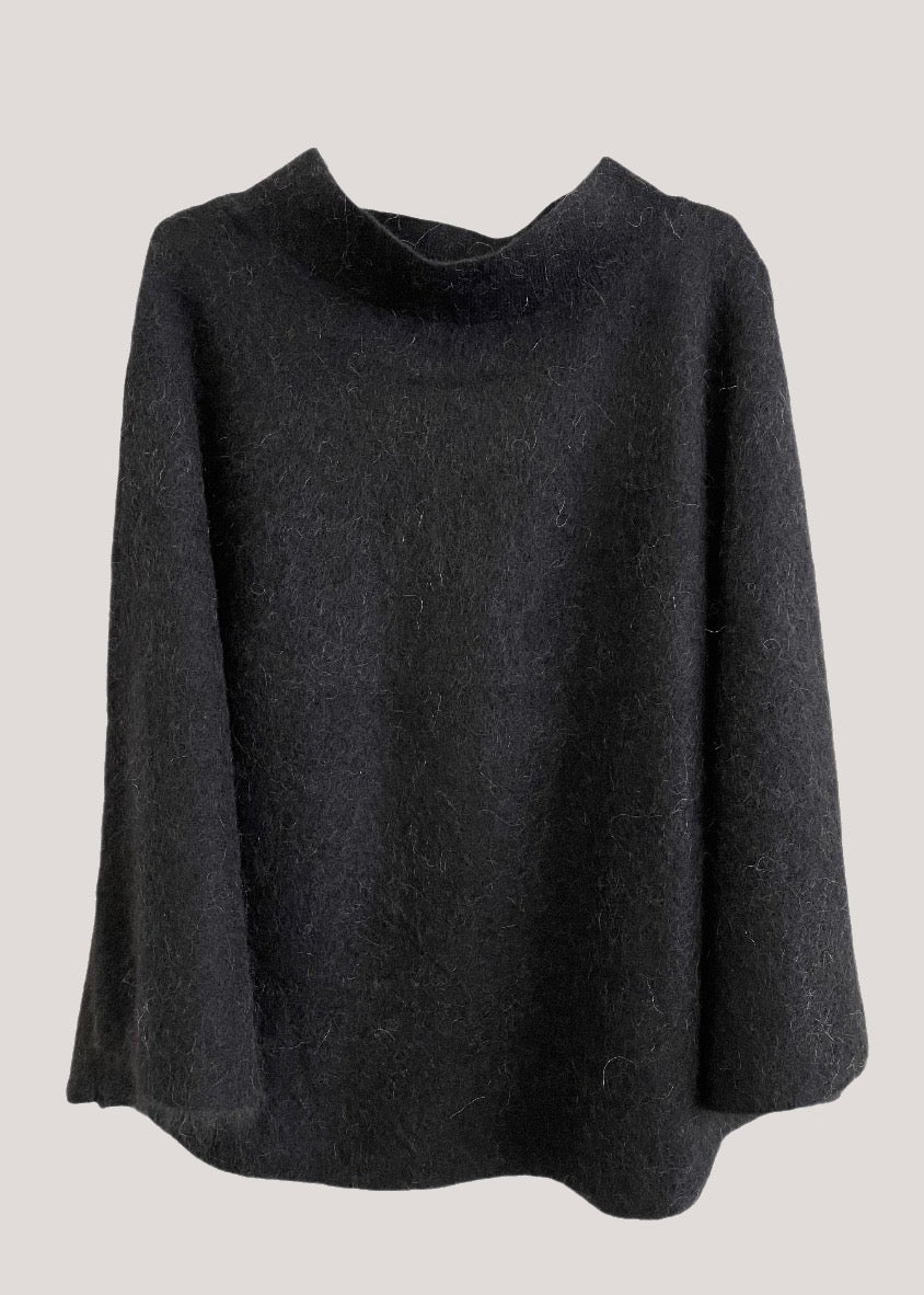 Soft Mohair Flared Skirt — BLACK
