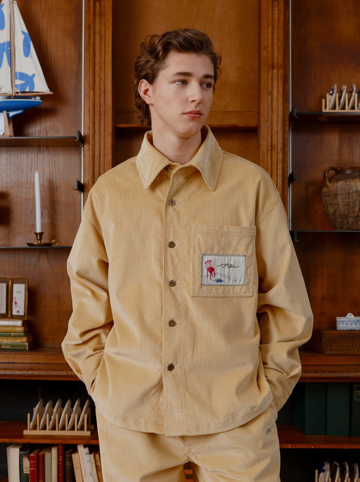 Unisex Patch Club Corduroy Jacket — STRAW