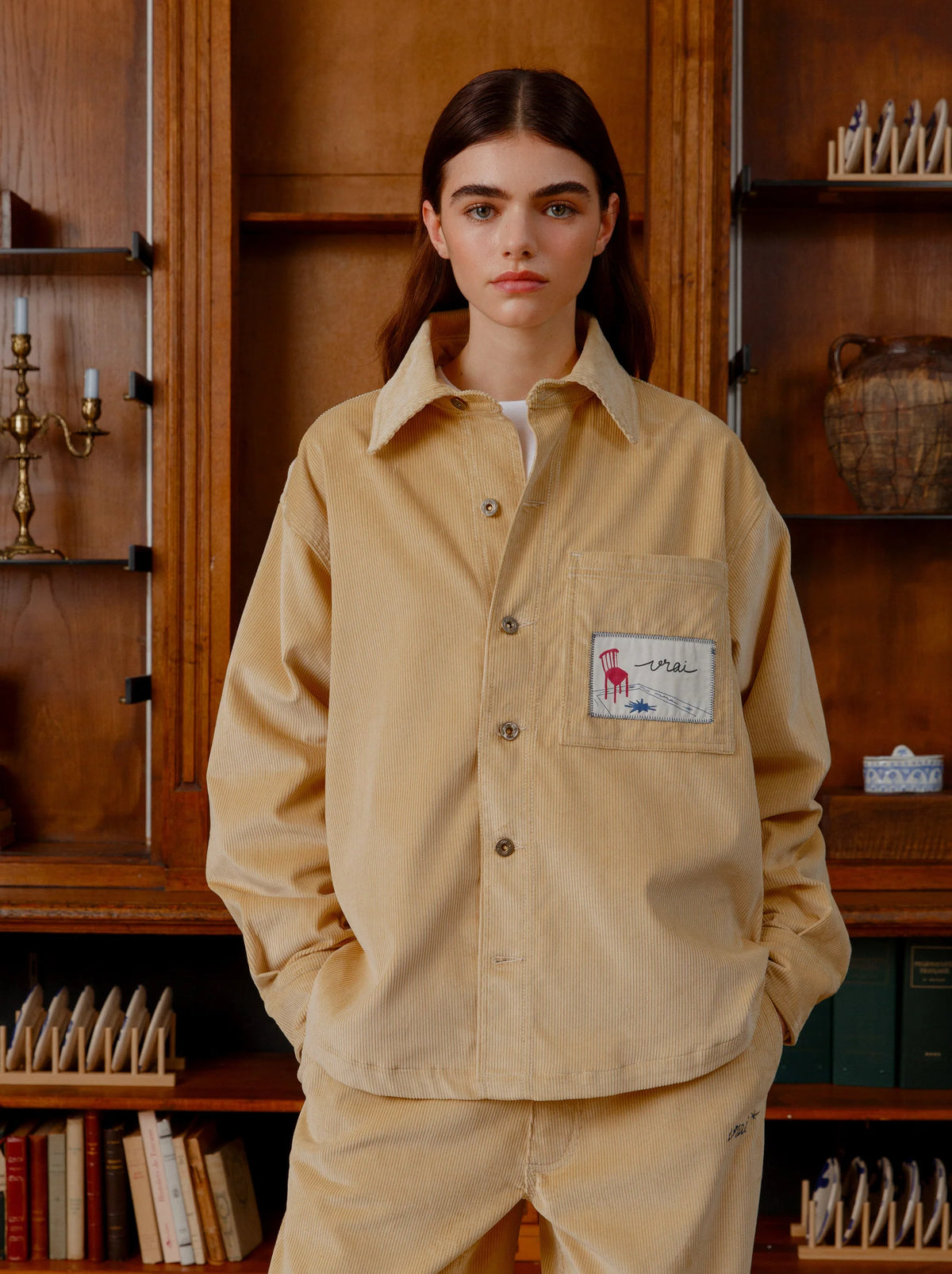 Unisex Patch Club Corduroy Jacket — STRAW