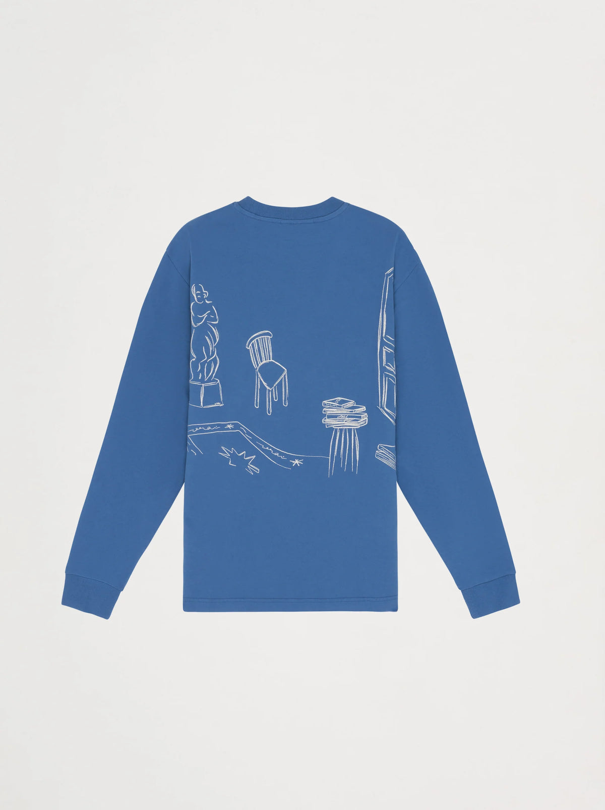 Unisex "IN THE CLUB" Long-Sleeve Embroidered T-Shirt — BLUE