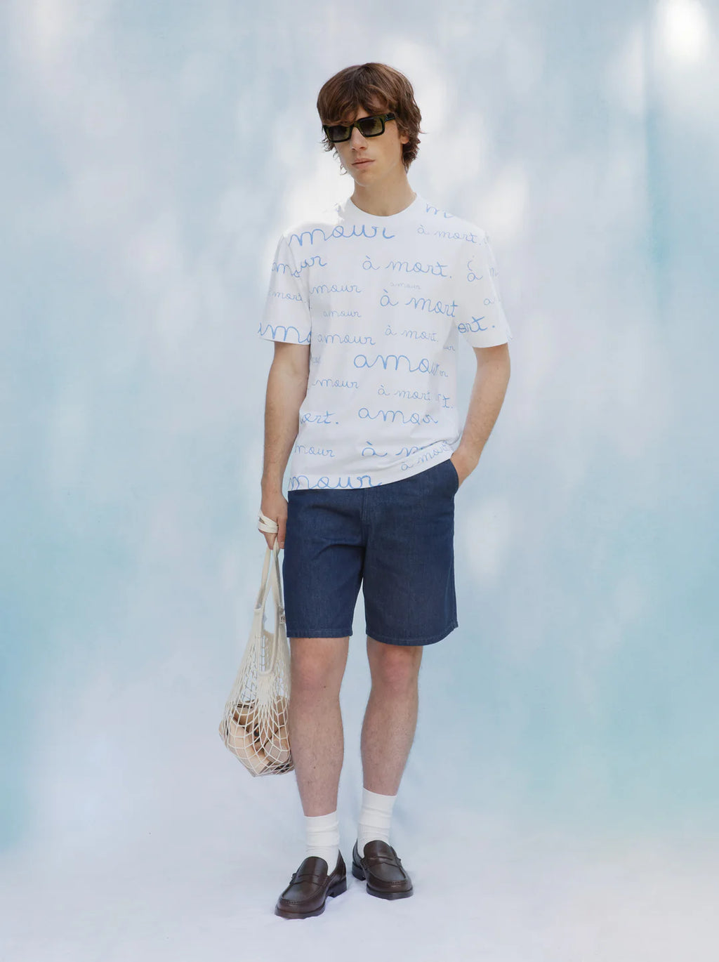 Unisex AMOUR È MORT Tee — WHITE / BLUE