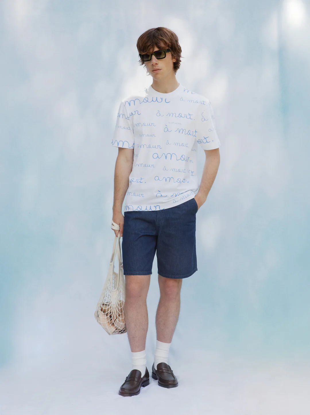 Unisex AMOUR È MORT Tee — WHITE / BLUE