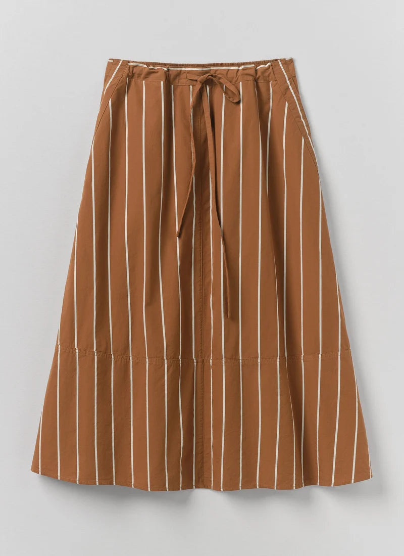 Garland Stripe Cotton Skirt — COPPER / ECRU