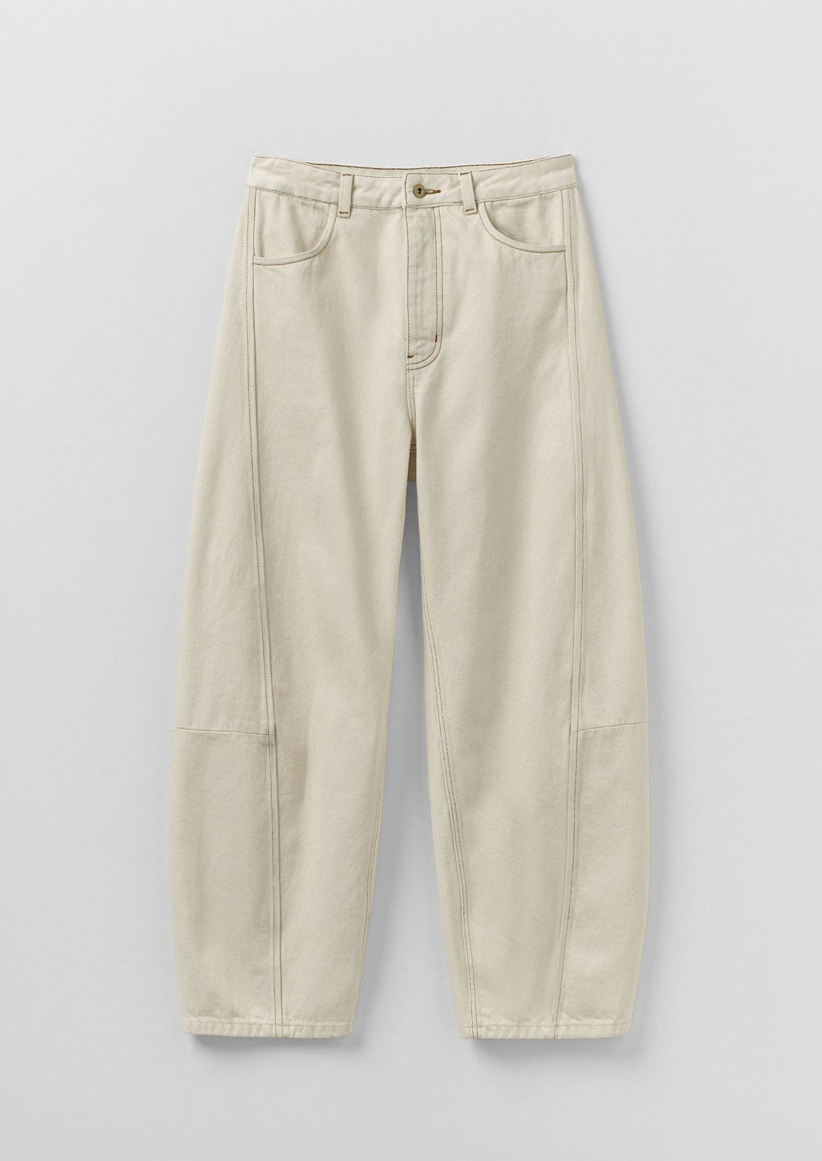 Sculptural Seamed Denim Trousers — ECRU