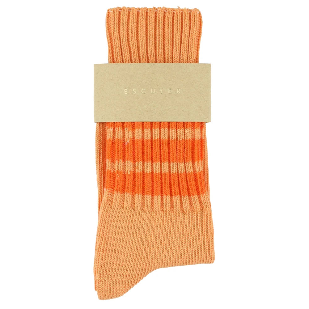 Women Crew Stripes Socks — OFF ORANGE / BRIGHT ORANGE