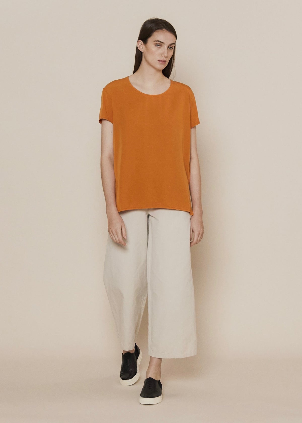 Woven Lyocell Crew Shirt — MARIGOLD