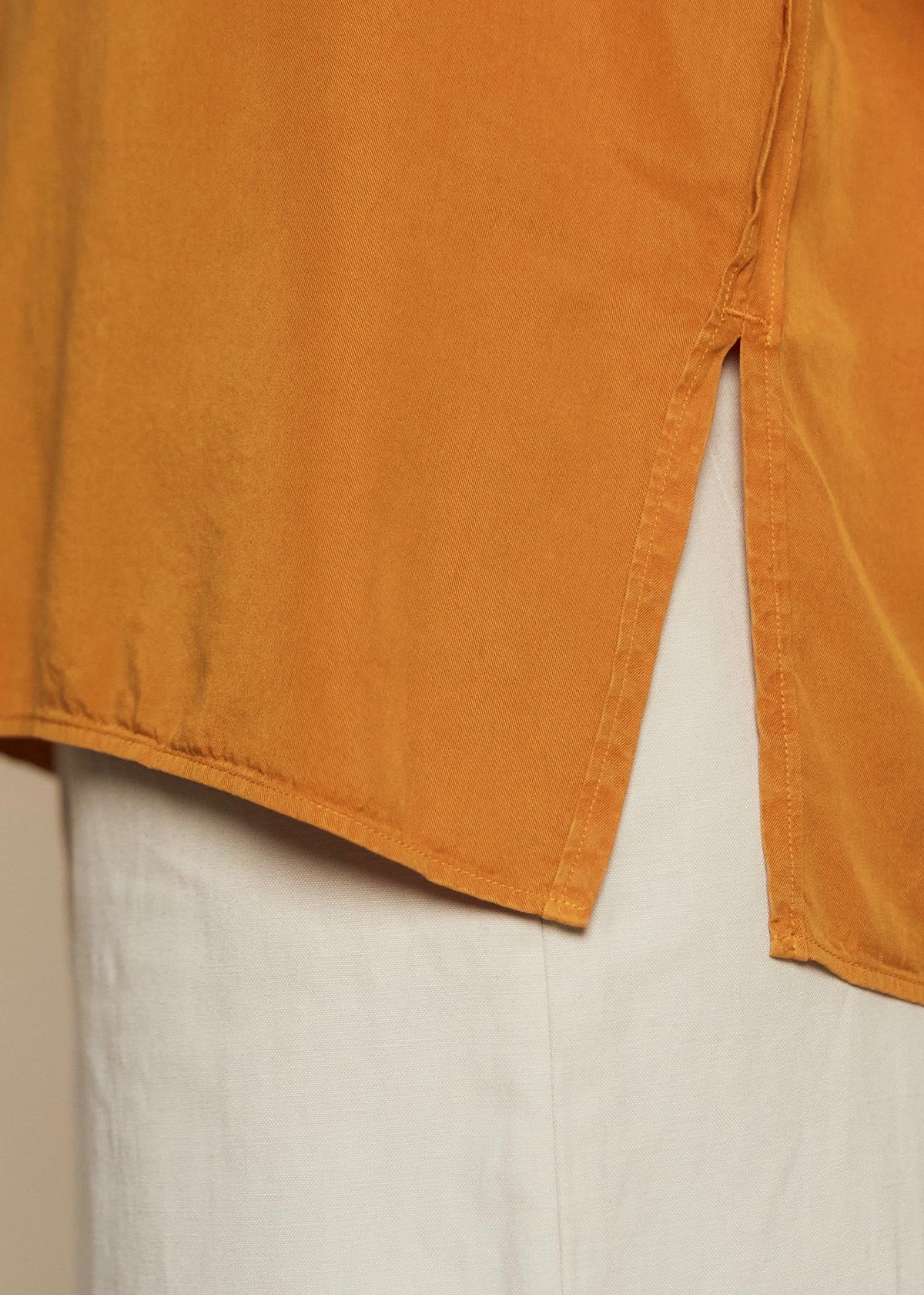 Woven Lyocell Crew Shirt — MARIGOLD
