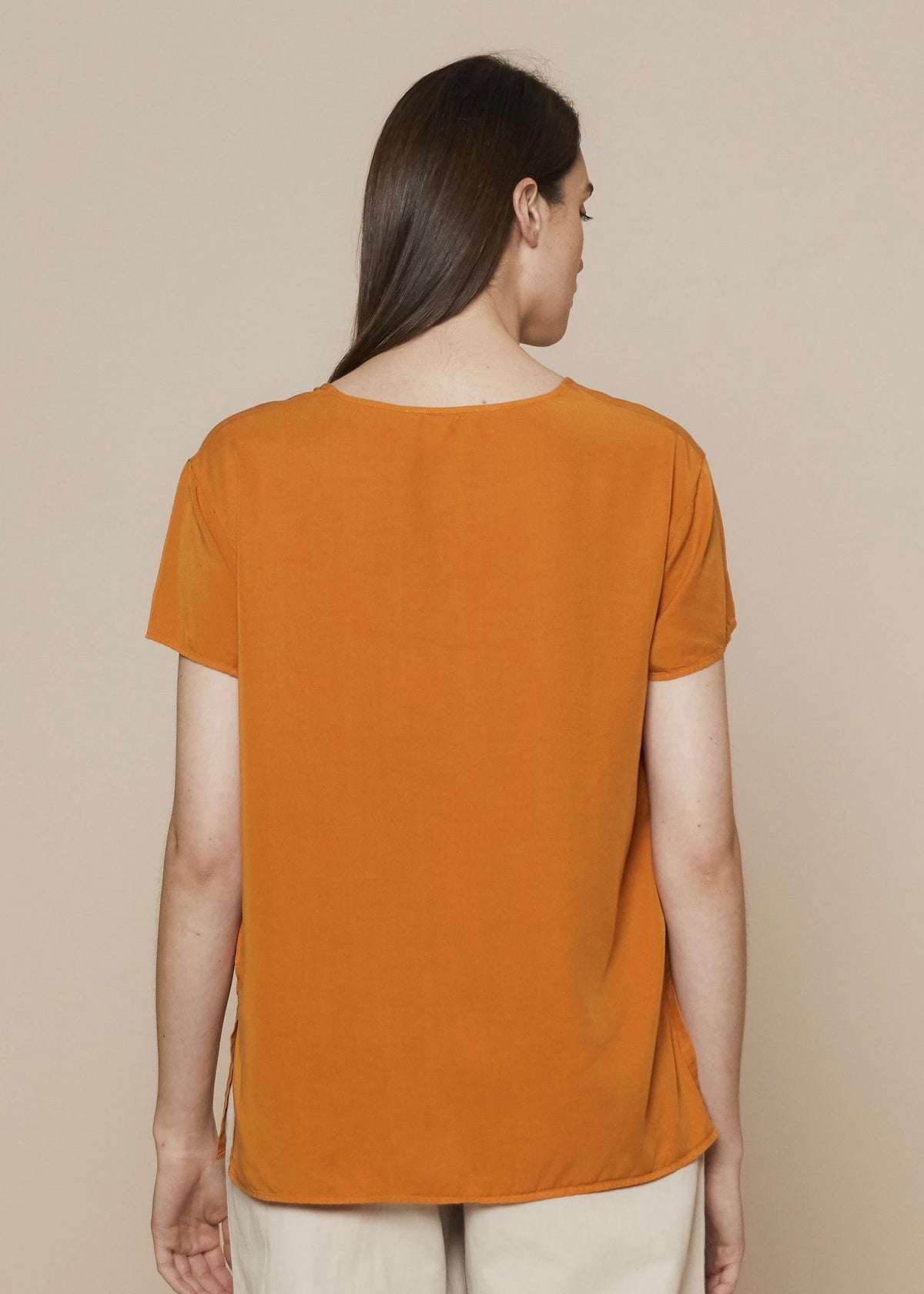 Woven Lyocell Crew Shirt — MARIGOLD