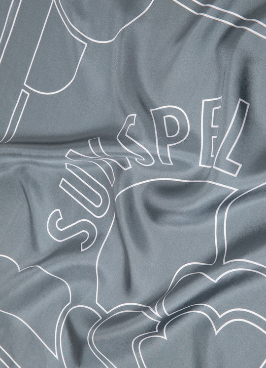 Linear Silk Scarf — SMOKE GREEN