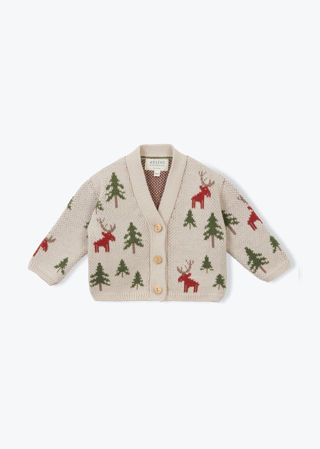 Giovanni Baby Jacquard Pine Cardigan — ECRU MULTI