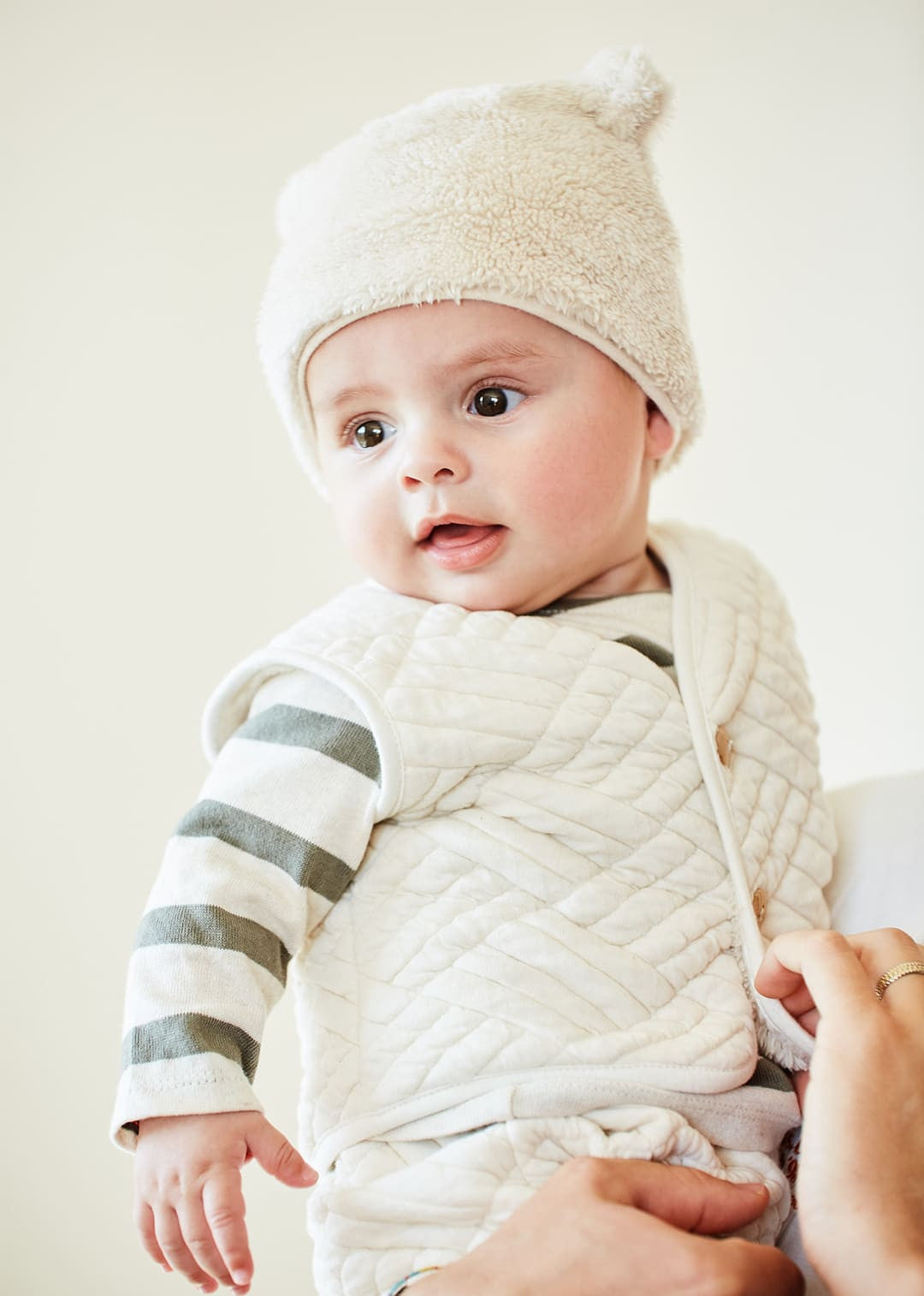 Malo Chapka Twill Fur Baby Hat — BEIGE