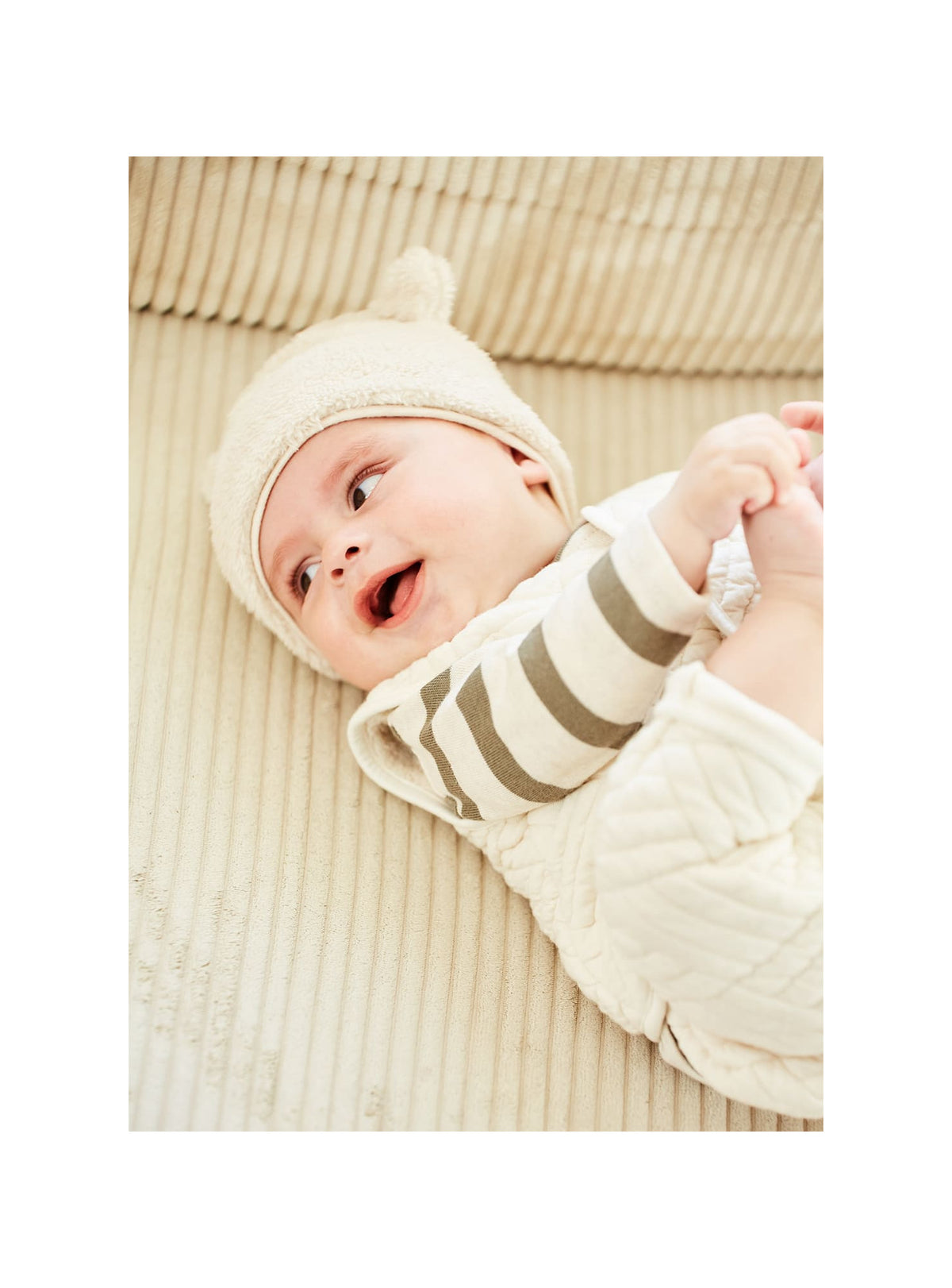 Malo Chapka Twill Fur Baby Hat — BEIGE