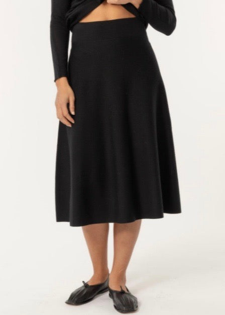 Soft Mohair Flared Skirt — BLACK