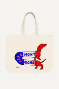 Dog Tote bag — OFF WHITE / BLUE / RED