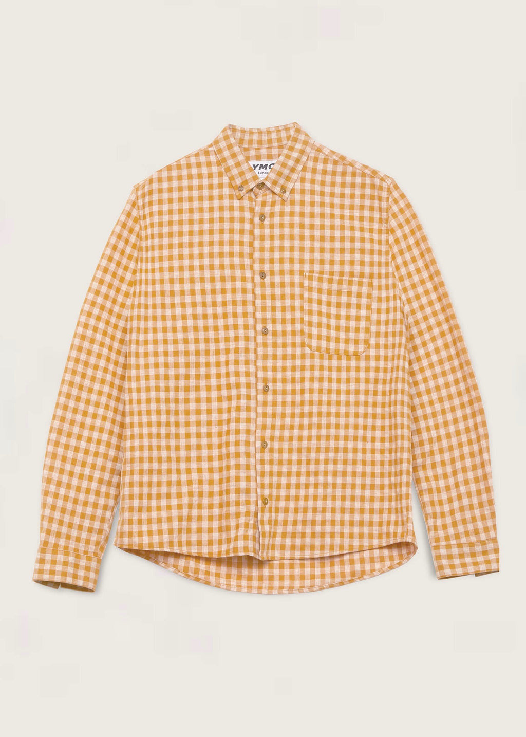 Dean Linen Cotton Check Shirt — YELLOW