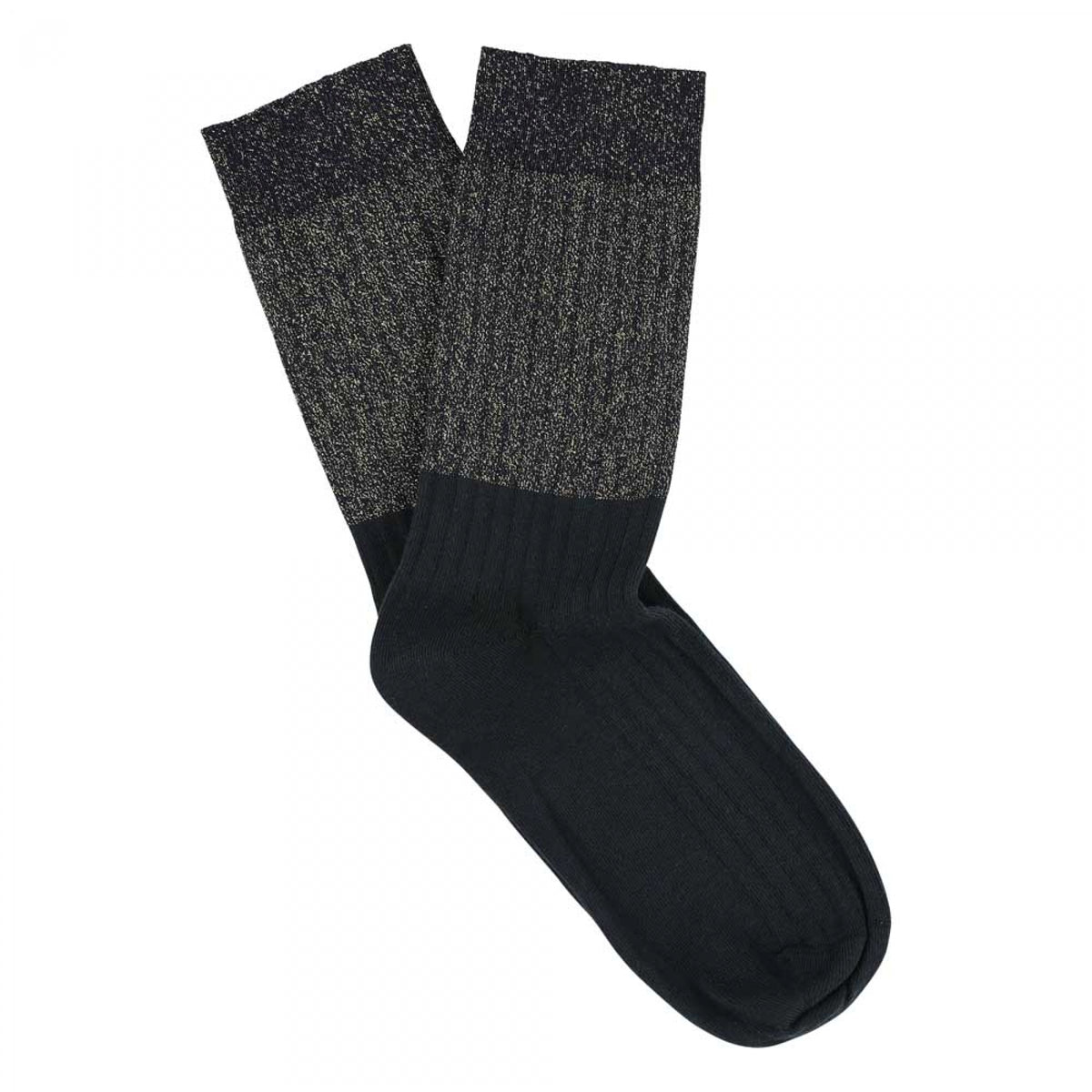 Women Lurex Block Socks — GOLD BLACK