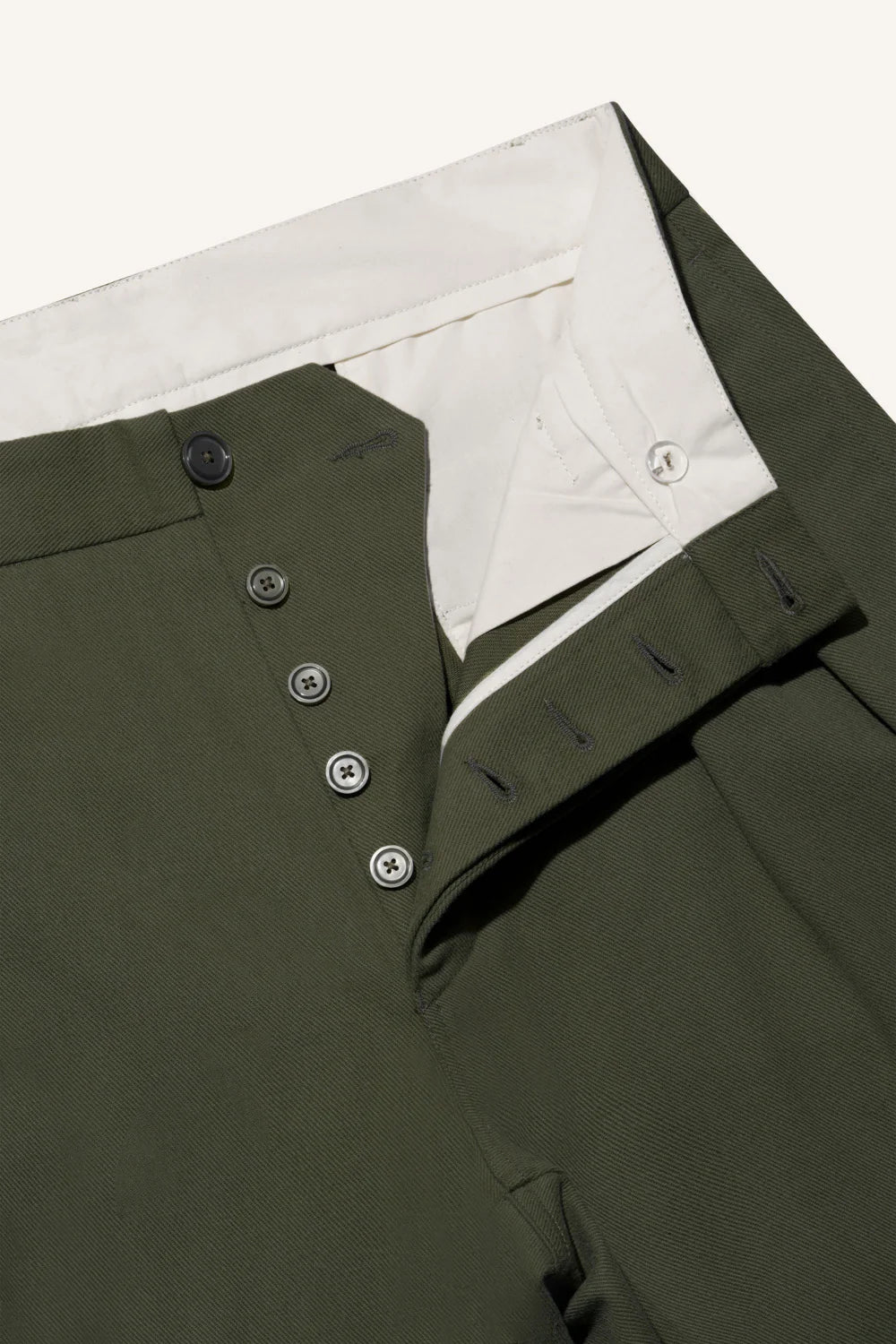Marin Pleated Cotton Trousers — KAKI