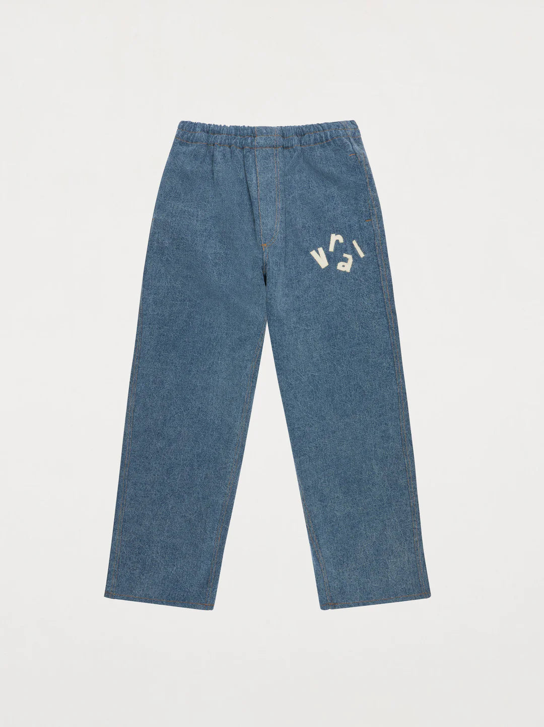 Unisex Patch Denim Pants — BLUE