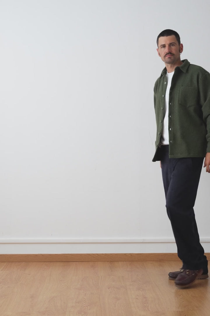 Épure Plaid Wool Overshirt — KAKI