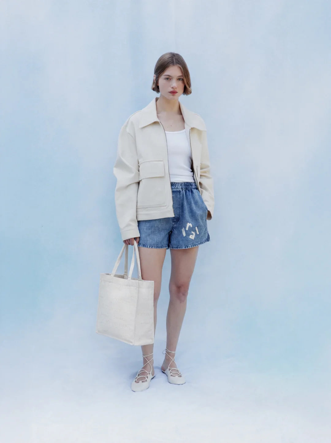 Unisex AMOUR Jacquard Grand Tote bag — ECRU