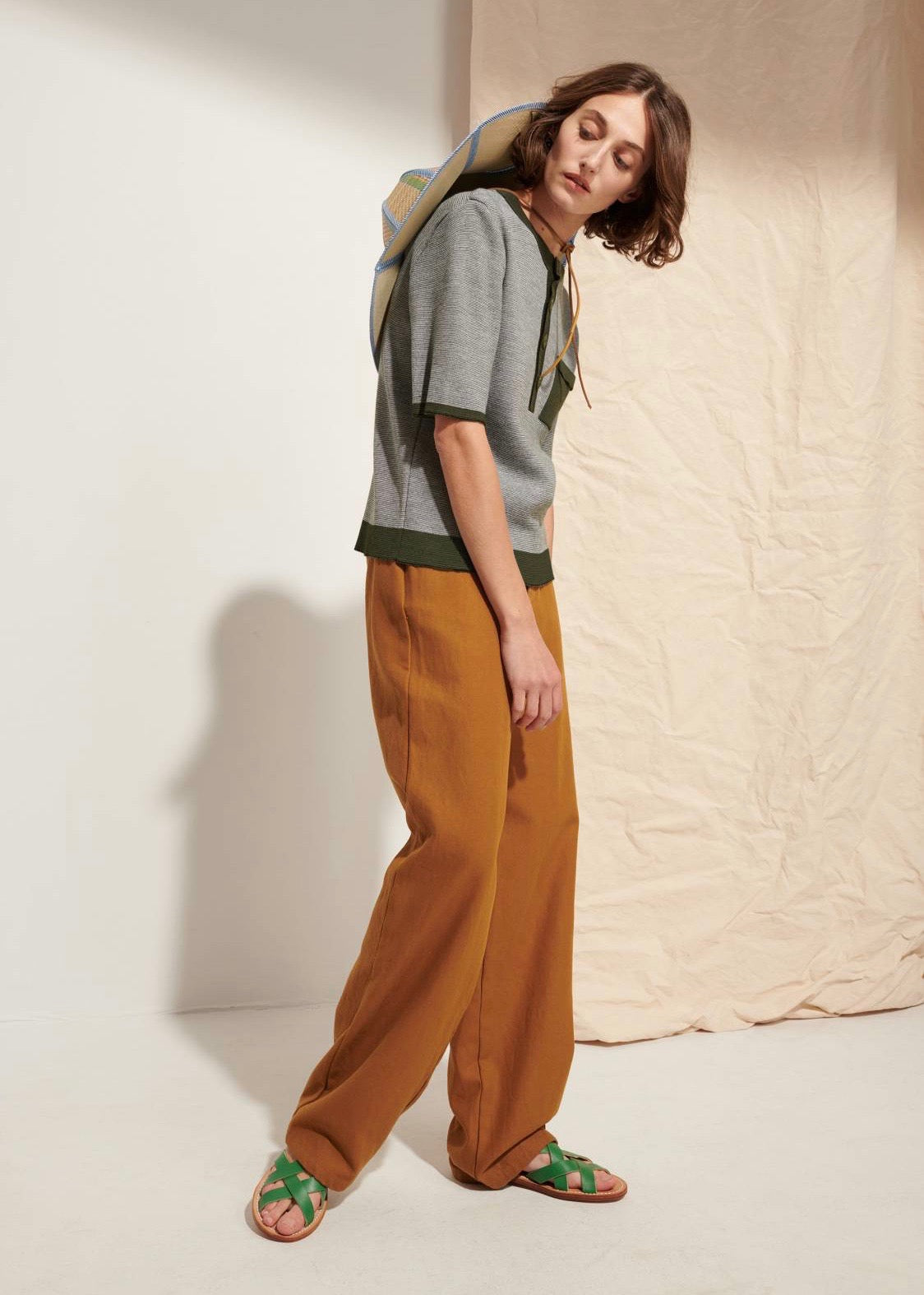 Suzon Tunisian Collar Sweater — GREY
