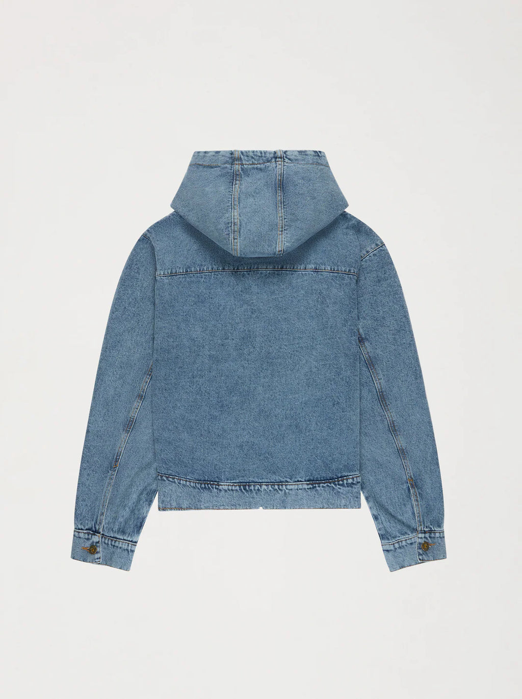 Unisex Patch Washed Denim Hooded Jacket — LIGHT BLUE