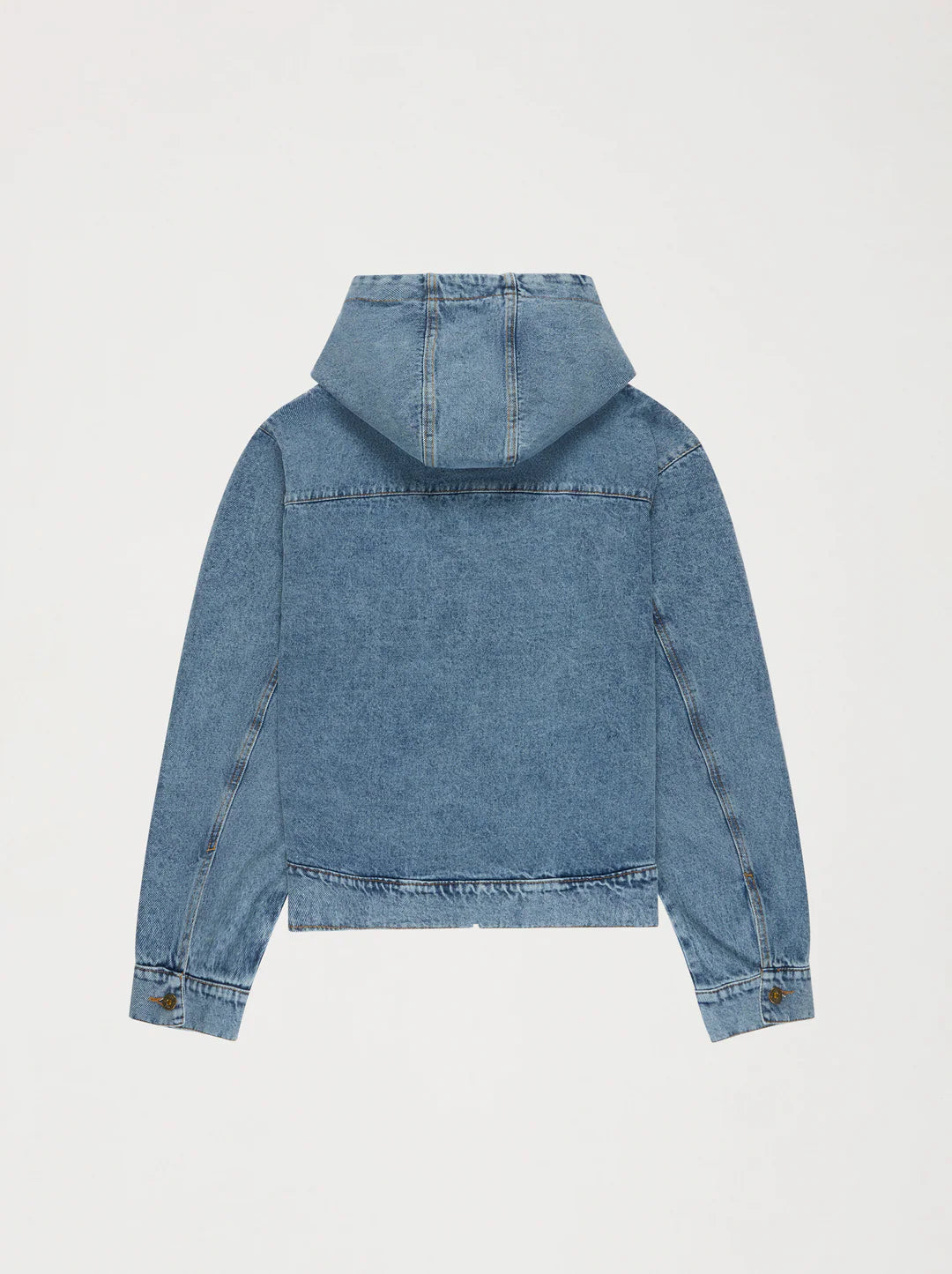Unisex Patch Washed Denim Hooded Jacket — LIGHT BLUE