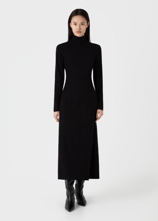 Mock Neck Dress — BLACK