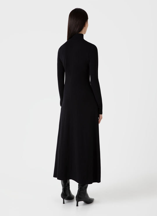 Mock Neck Dress — BLACK