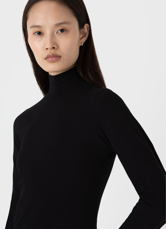 Mock Neck Dress — BLACK