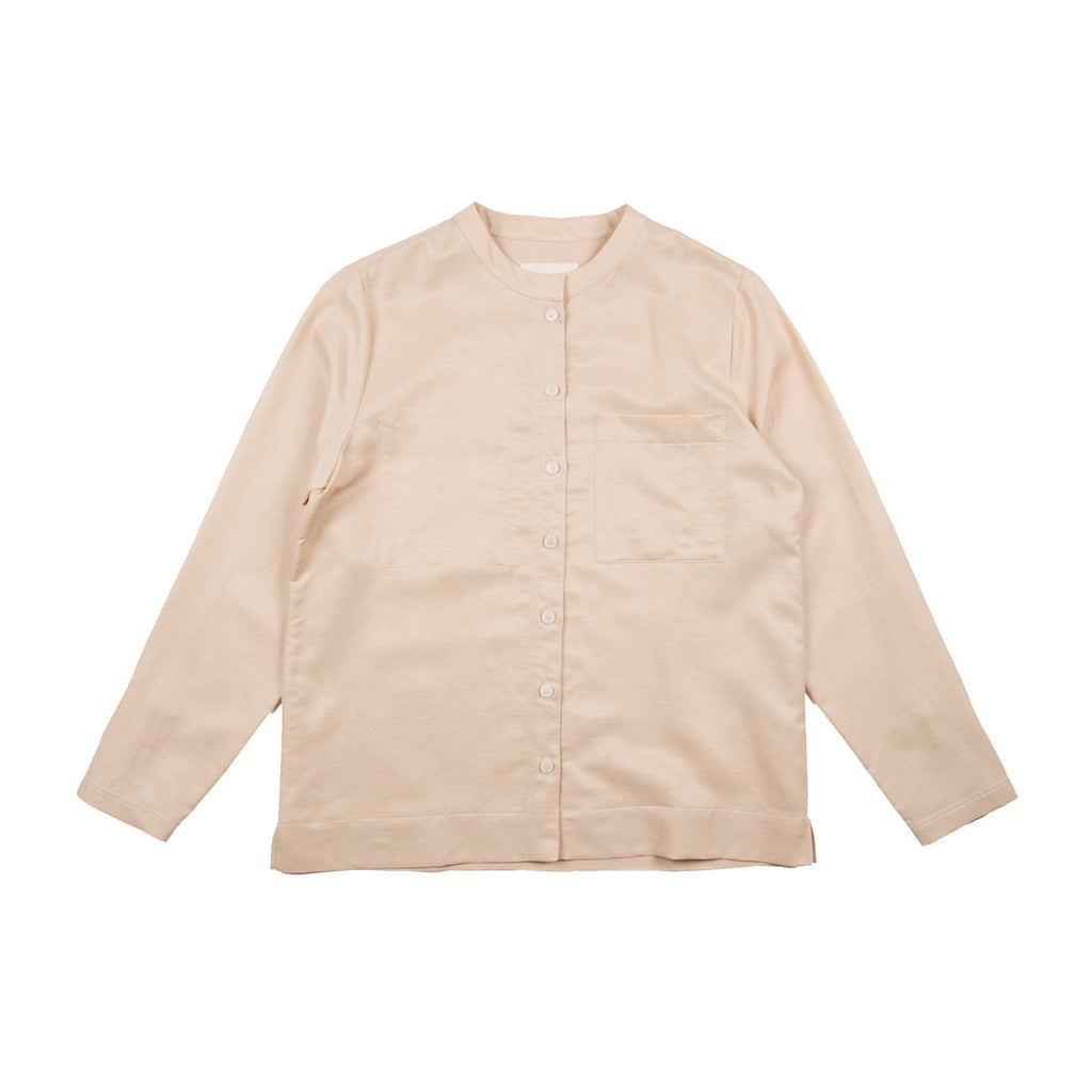 Collarless Shirt Japanese Fabric — LIGHT PINK