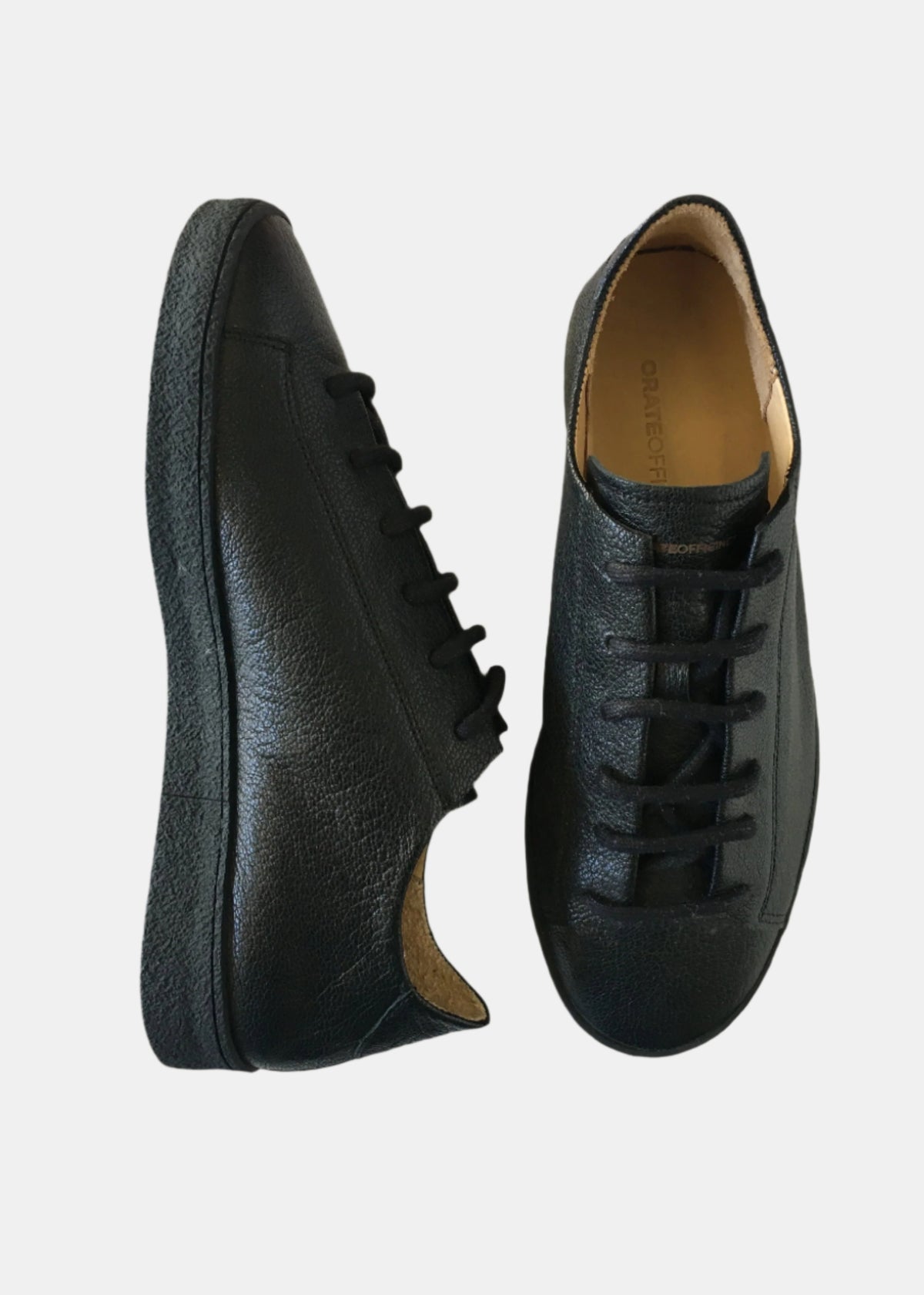 Pedro Leather Low Top Trainer — BLACK