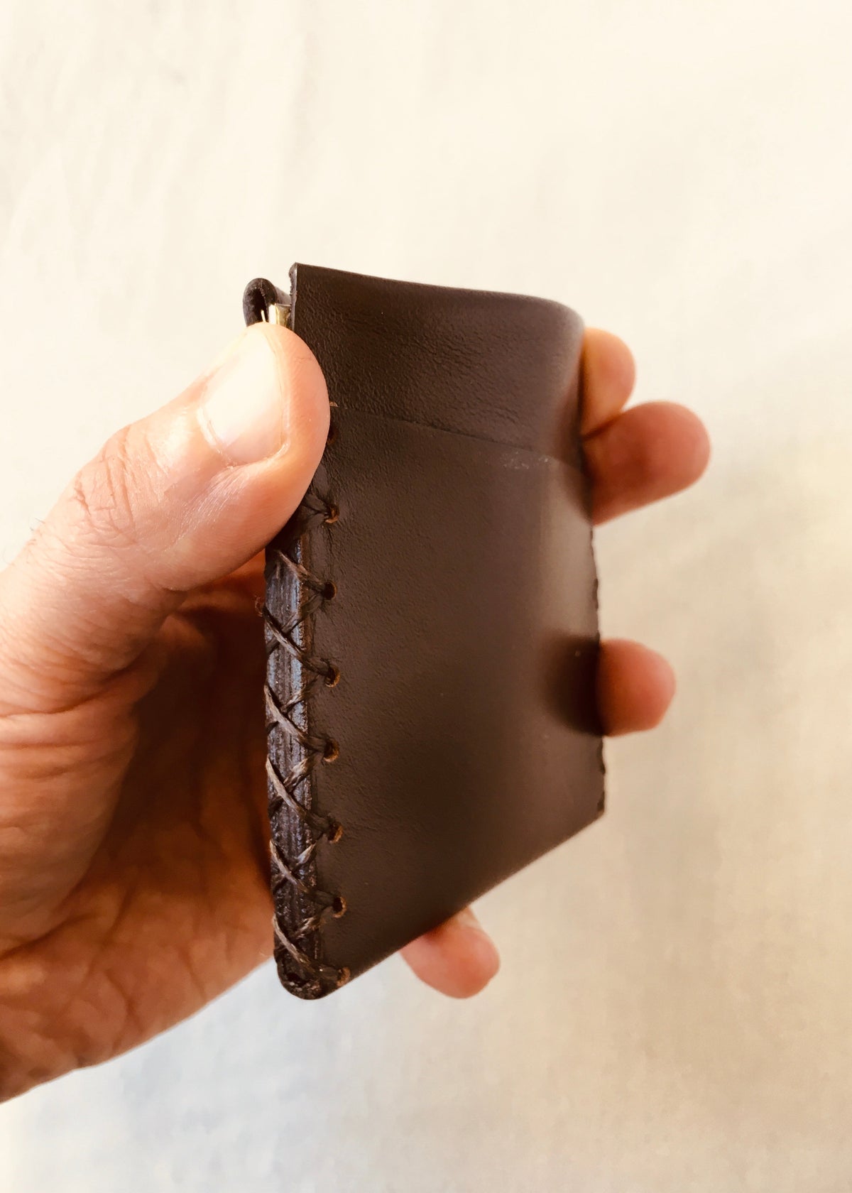 Handmade Leather Coin Wallet — BROWN
