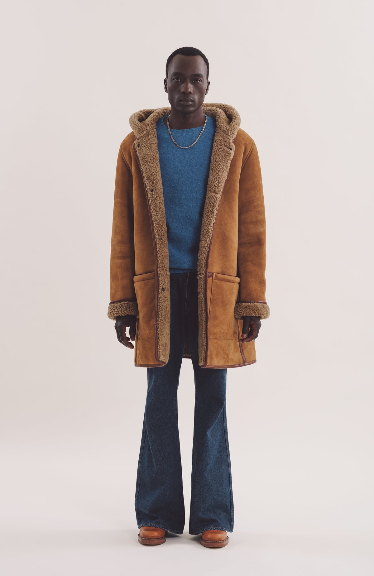 Sheepskin Suede Duffle — TAN